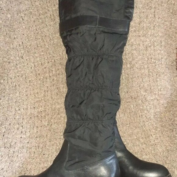 RUDSAK-Black Leather-Quilted Fabric-Over The Knee Boots-Sz 38-7.5-Near Mint - Picture 4 of 9